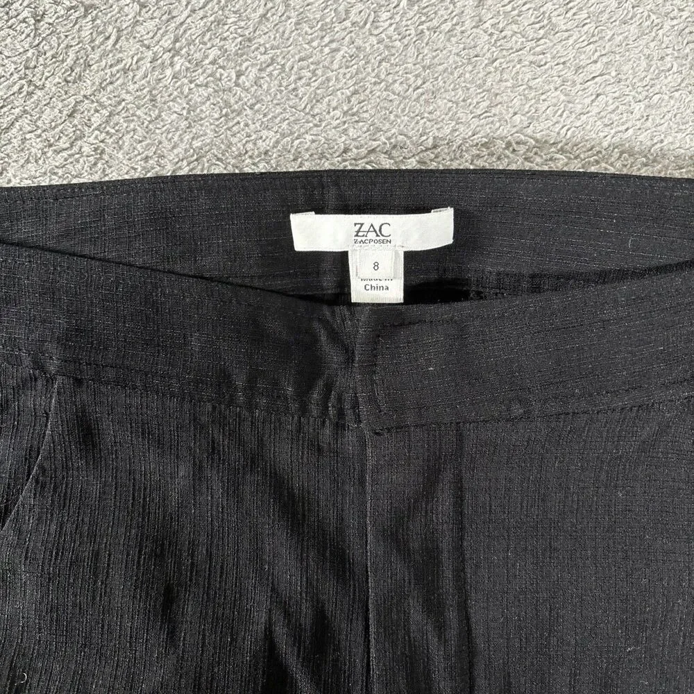 Zac Zac‎ Posen Pants Women's Size 8 Black Straight Leg Lace Sides Goth